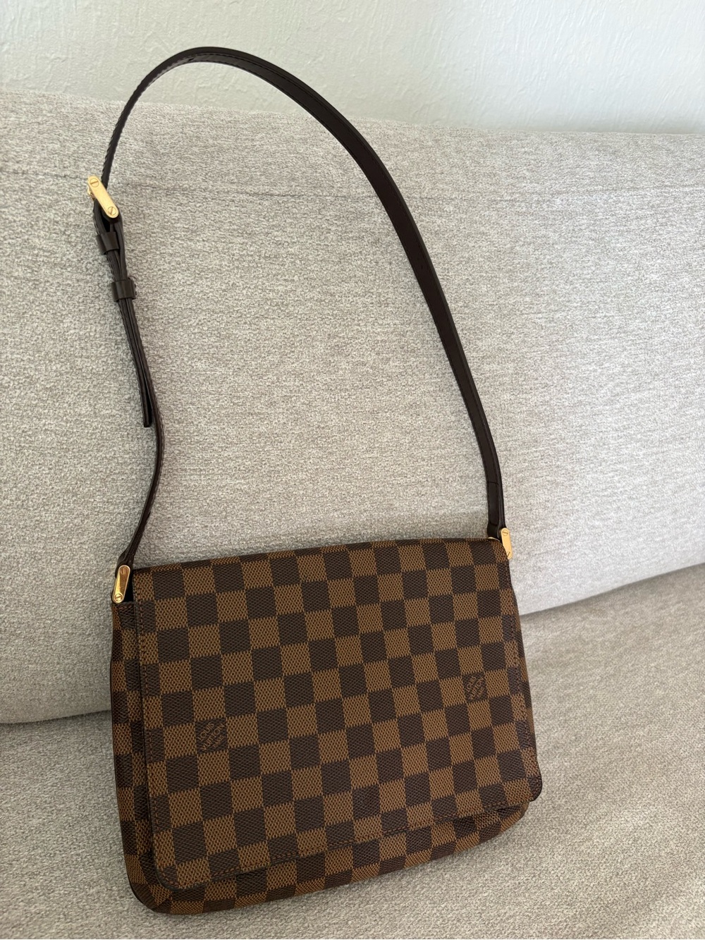Louis Vuitton Damier Ebene Musette Tango Shoulder Bag